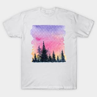 Pink sunset in forest T-Shirt